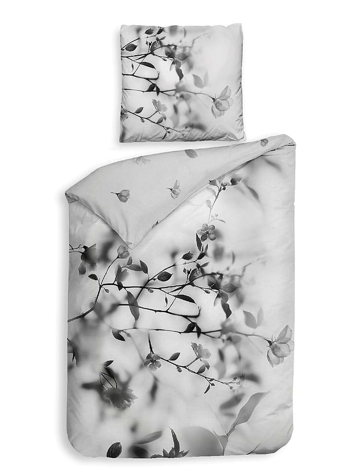 Heckett Lane Satin-Bettwäsche-Set "Berta" in Hellgrau - 66% | Größe 200x220 cm | Bettwaesche-bettwaren