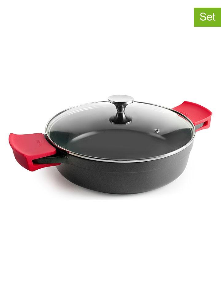 Ibili 2tlg. Set: Schmortopf "Esben" in Schwarz/ Rot - Ø 32 cm - 10% | Kochgeschirr