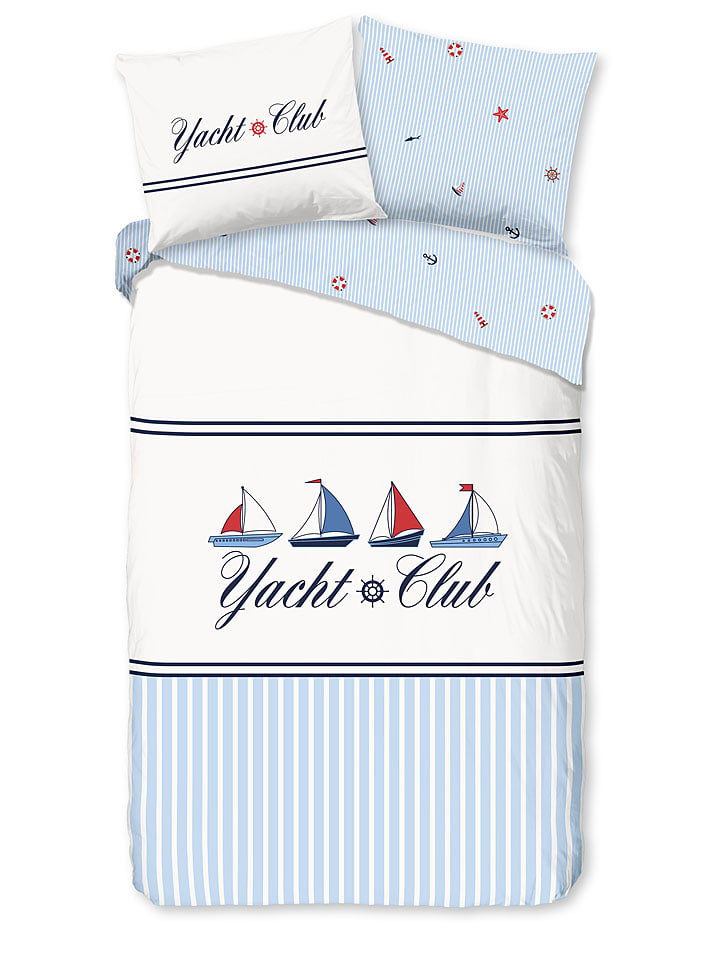 Good Morning Bettwäsche-Set ''Yachtclub'' in Blau/ Weiß - 53% | Größe 140x200 cm | Bettwaesche-bettwaren