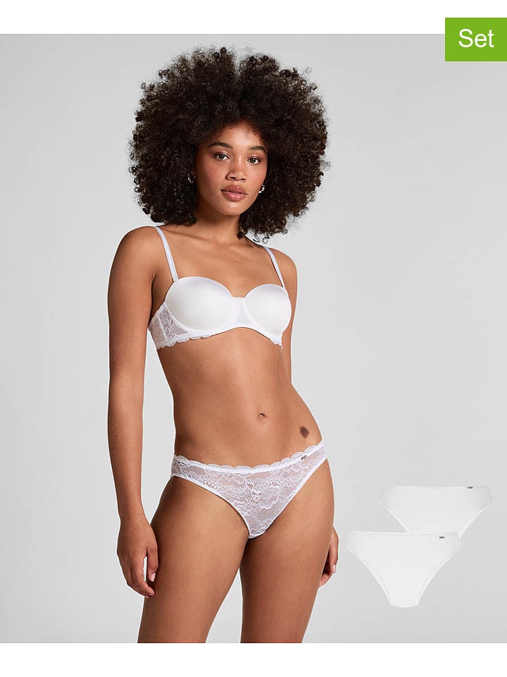Hunkemöller 2er-Set: Slips in Weiß - 42% | Größe L | Damen-unterteile