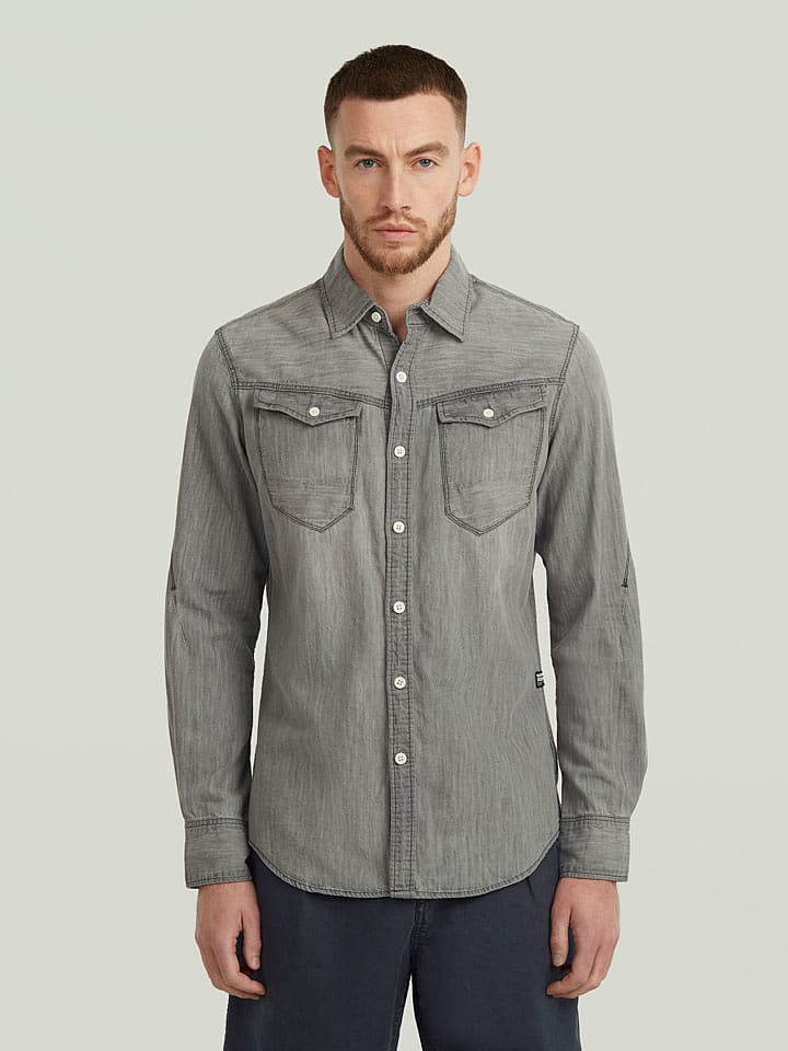 G-Star Jeanshemd in Grau - 48% | Größe XL | Herren-plussize