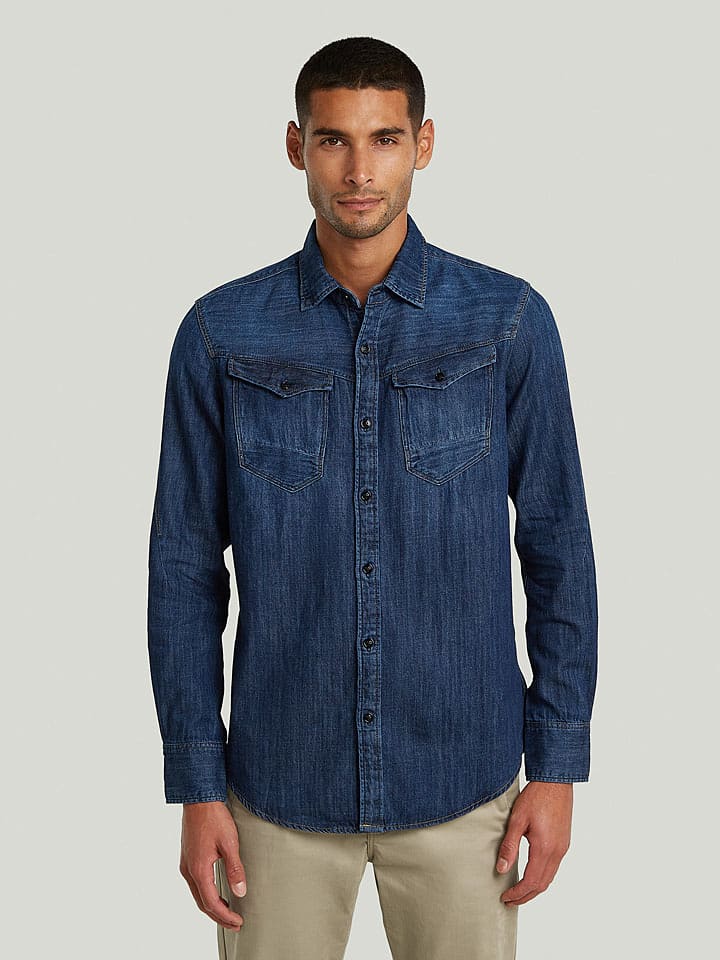 G-Star Jeanshemd in Dunkelblau - 49% | Größe L | Herren-plussize