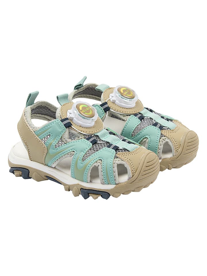 mikk-line Halbsandalen in Beige/ Türkis - 44% | Größe 33 | Kindersandalen