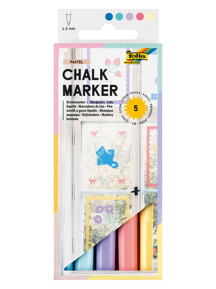 folia PAPER Kreidemarker "Pastel" - ab 5 Jahren - 5 Stück - 34% | Schulzubehoer