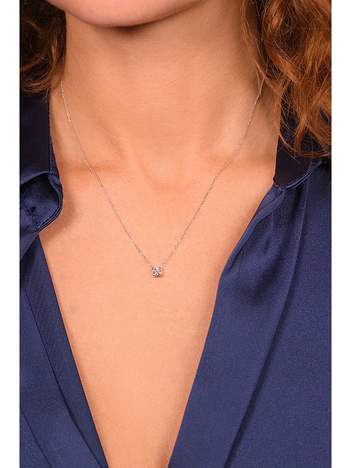 ATELIER DU DIAMANT Weißgold-Halskette "Brillant d'amour" mit Diamant - (L)42 cm - 77% | Schmuck