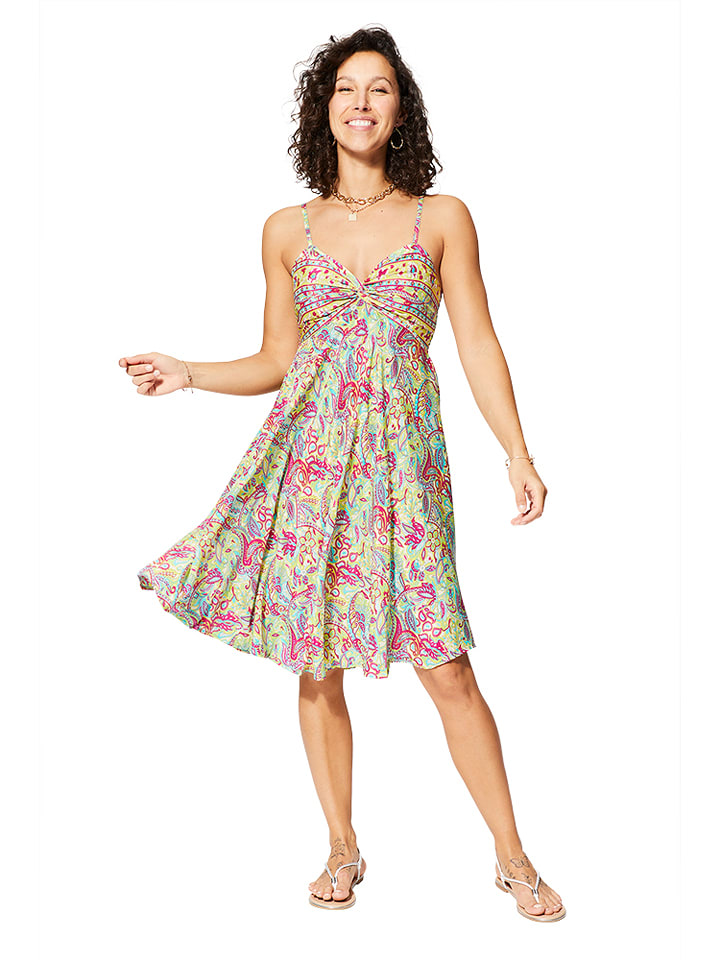 Aller Simplement Kleid in Grün/ Pink - 73% | Größe 34/36 | Damen-kleider