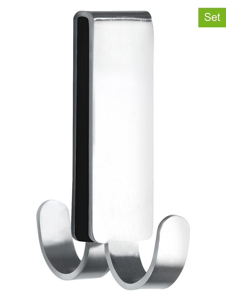 Wenko 2er-Set: Türhaken "Vieste" in Silber - (B)2 x (H)7 x (T)5,5 cm - 46% | Badezimmer-accessoires