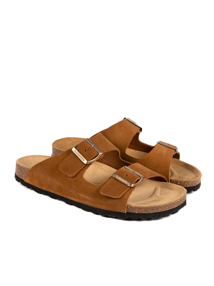 BABUNKERS Family Leder-Pantoletten in Cognac - 67% | Größe 40 | Herren-hausschuhe