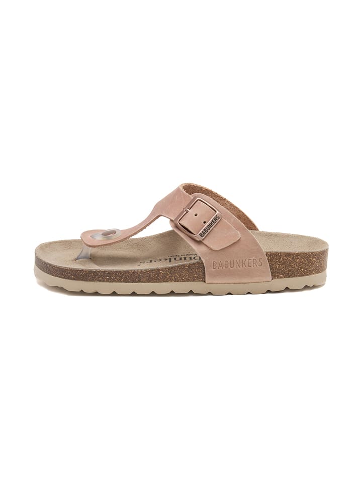 BABUNKERS Family Leder-Zehentrenner in Rosa - 50% | Größe 40 | Damen-sandalen