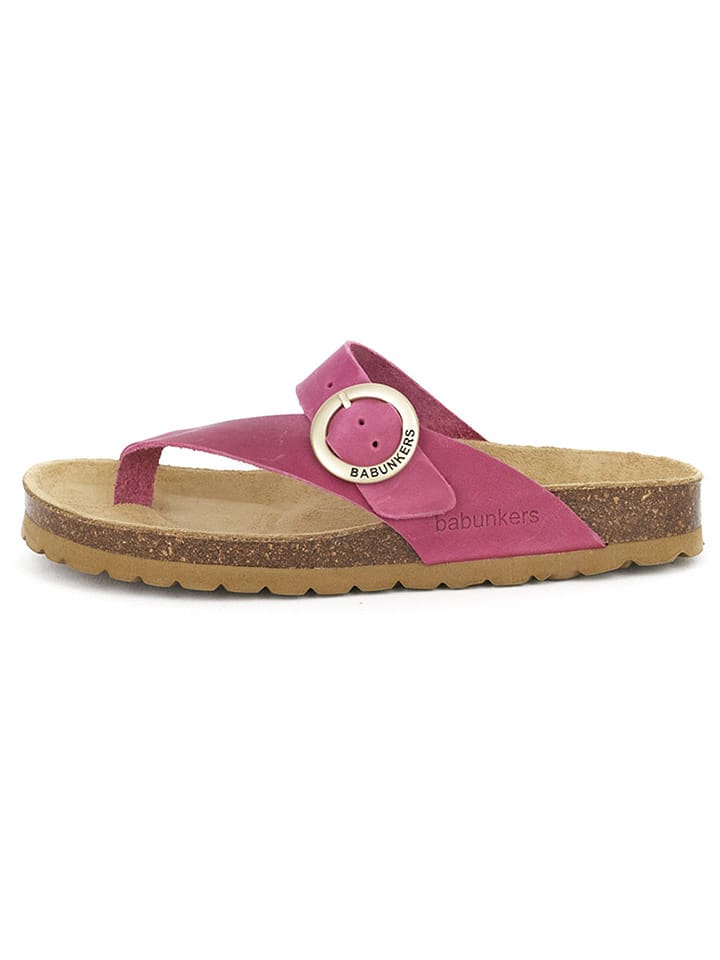 BABUNKERS Family Leder-Zehentrenner in Pink - 56% | Größe 39 | Damen-sandalen