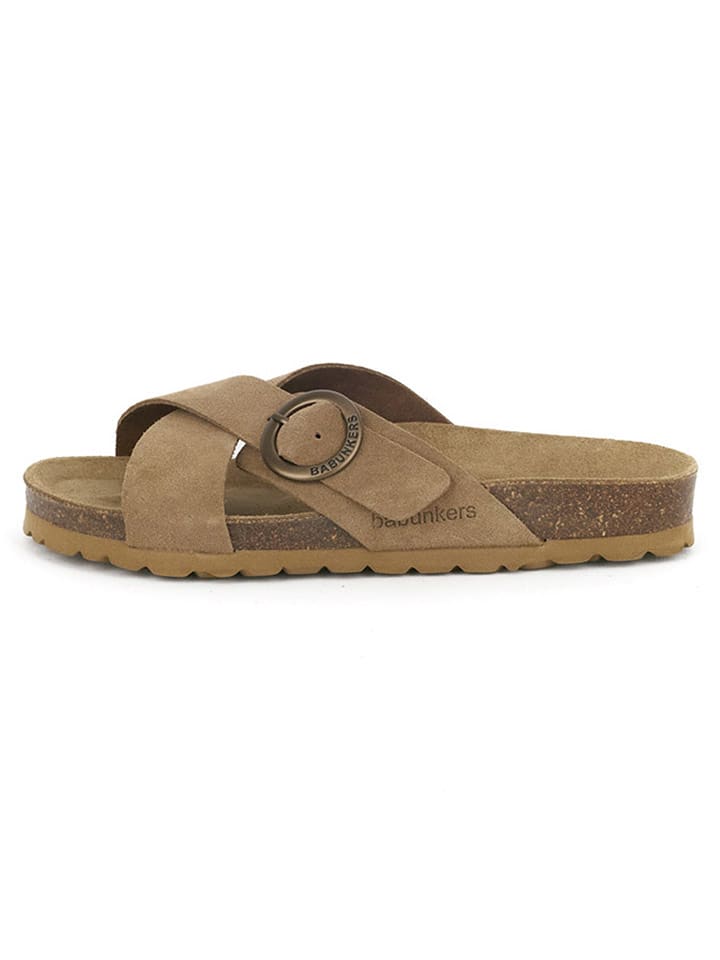 BABUNKERS Family Leder-Pantoletten in Hellbraun - 54% | Größe 38 | Damen-pantoletten