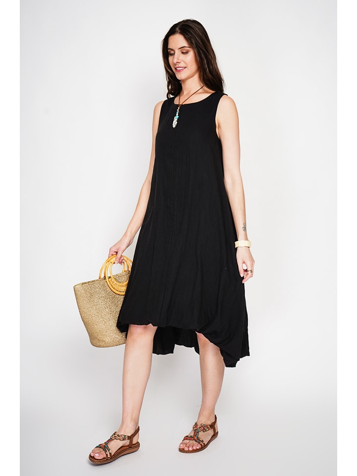 Le Jardin du Lin Leinen-Kleid in Schwarz - 74% | Größe 36 | Damen-kleider