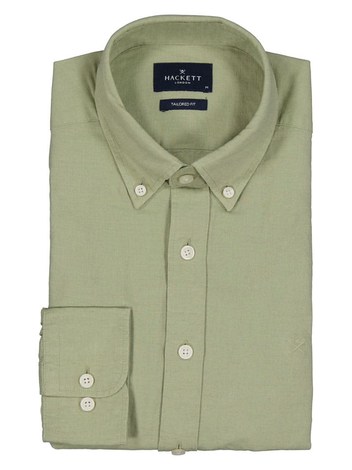 Hackett London Hemd - Tailored fit - in Grün - 61% | Größe L | Herren-plussize