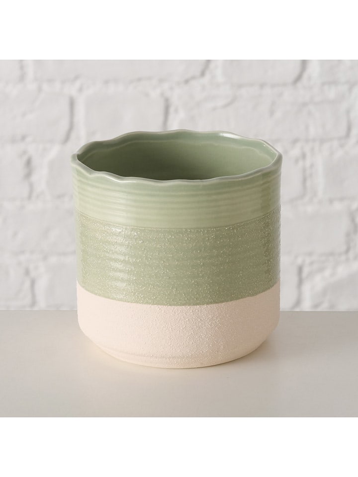 Boltze Übertopf "Marlo" in Grün/ Creme - (H)10,5 x Ø 11 cm - 27% | Kerzen-vasen