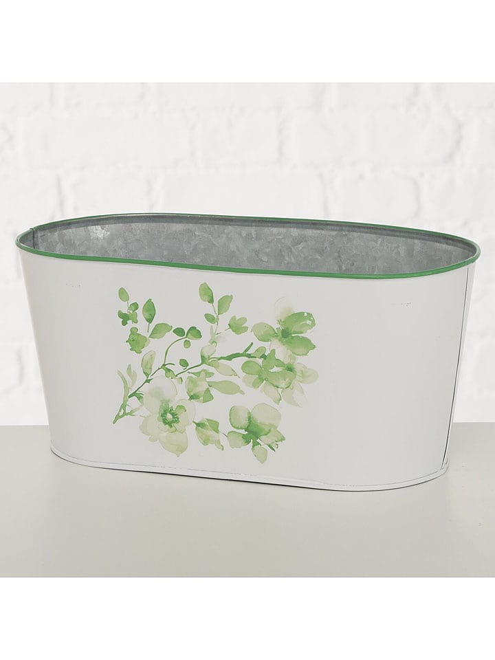 Boltze Übertopf "Kate" in Weiß/ Grün - (B)26 x (H)11 cm - 21% | Kerzen-vasen