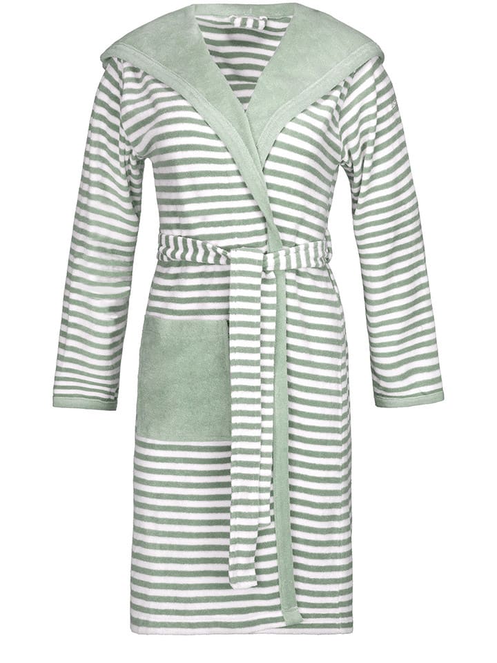 ESPRIT Bademantel ''Striped'' in Weiß/ Grün - 48% | Größe 44/46 | Badtextilien