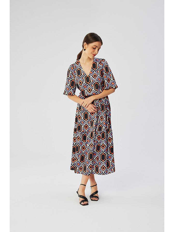 Stylove Kleid in Schwarz/ Orange - 71% | Größe XL | Damen-kleider