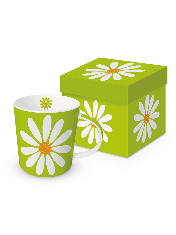 ppd Jumbotasse "Happy Flower" in Grün/ Weiß - 400 ml - 22% | Gedeckter-tisch