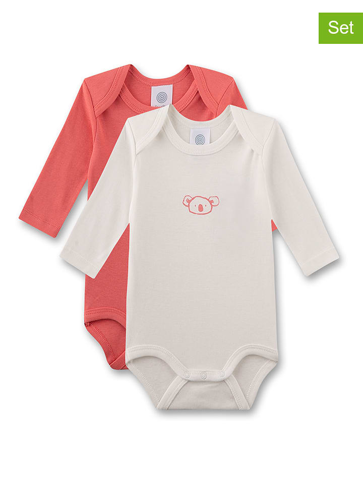 Sanetta 2er-Set: Bodys in Orange/ Weiß - 47% | Größe 74 | Baby-bodys