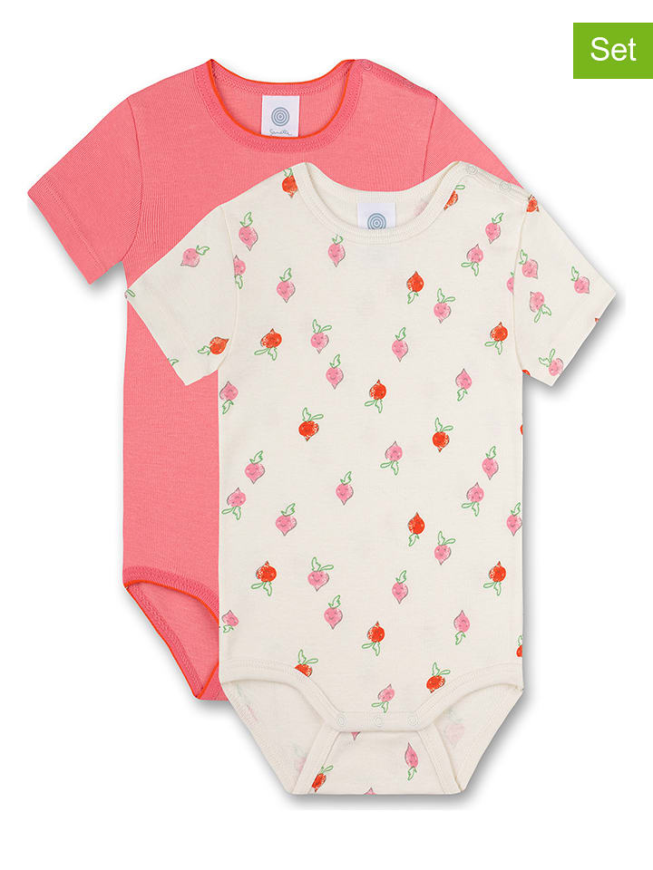 Sanetta 2er-Set: Bodys in Pink/ Creme - 52% | Größe 74 | Baby-bodys