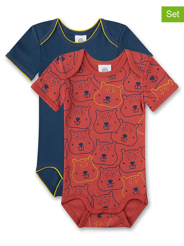 Sanetta 2er-Set: Bodys in Dunkelblau/ Rot - 50% | Größe 68 | Baby-bodys