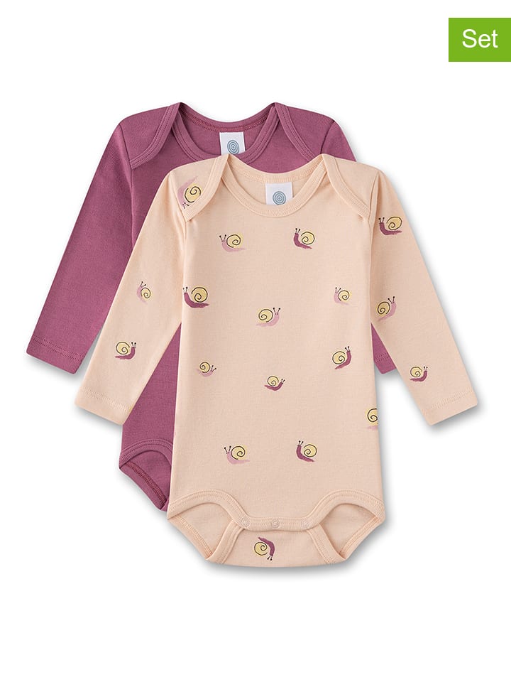 Sanetta 2er-Set: Bodys in Lila/ Beige - 50% | Größe 80 | Baby-bodys
