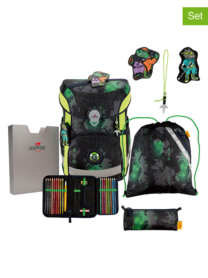 DerDieDas 6tlg. Schulranzen-Set "ErgoFlex Easy Set" in Schwarz - (B)28 x (H)39 x (T)24 cm - 51% | Buero-schulbedarf