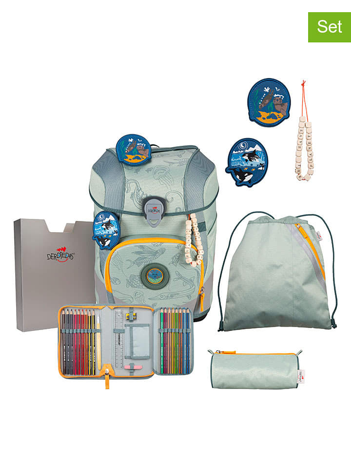 DerDieDas 6tlg. Schulranzen-Set "ErgoFlex Tiny ECO Set" in Grau - (B)30 x (H)38 x (T)23 cm - 42% | Buero-schulbedarf