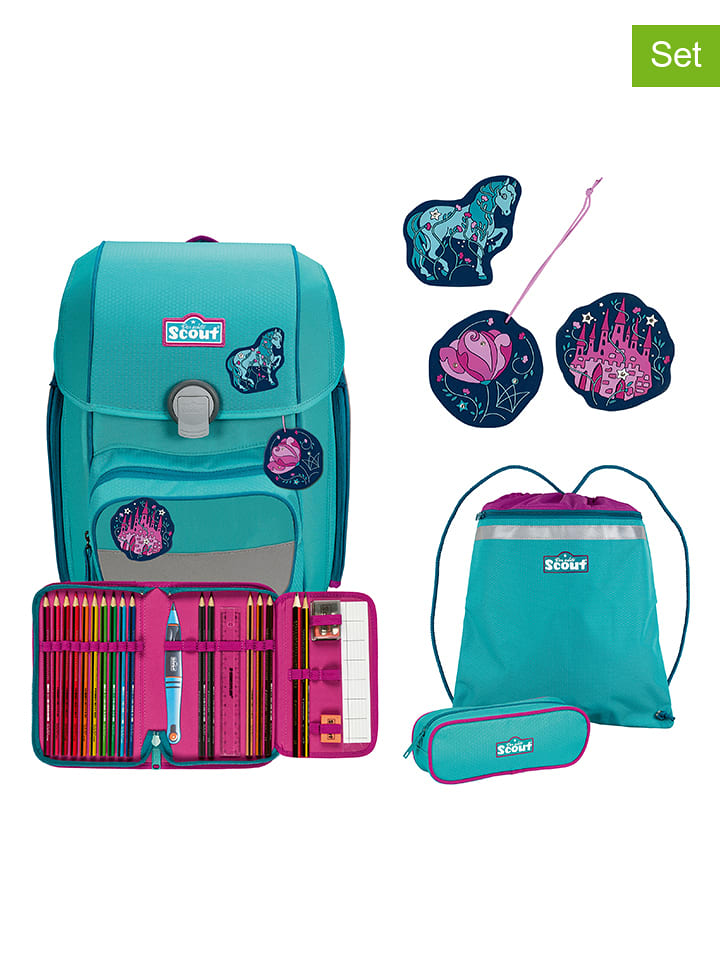 Scout 5tlg. Schulranzen-Set "Dreamland" in Türkis/Pink - 56% | Buero-schulbedarf