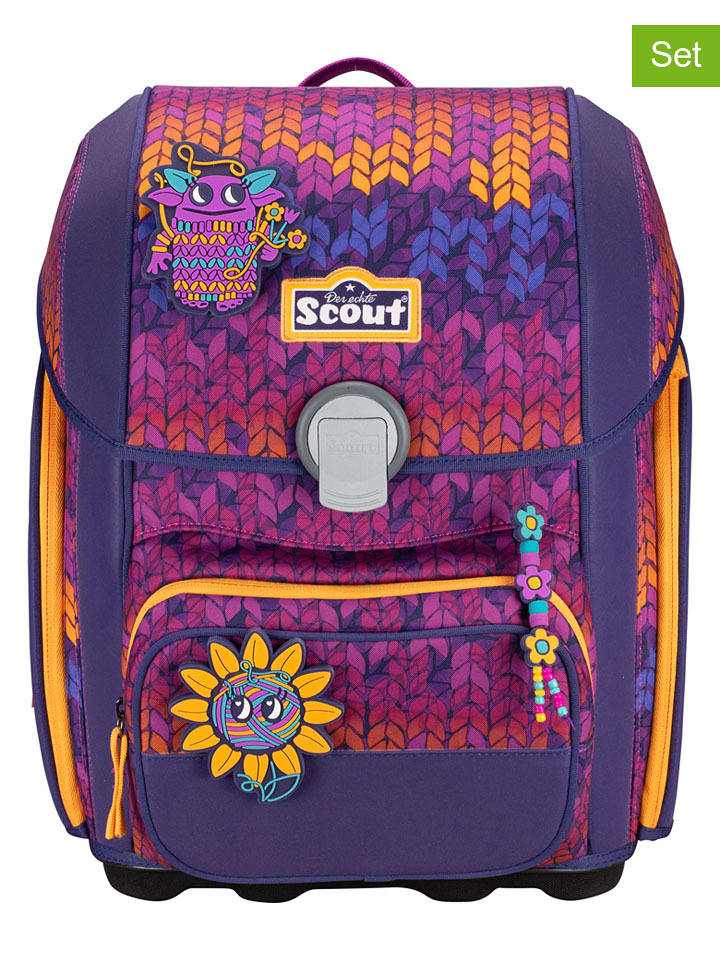 Scout 5tlg. Schulranzen-Set "Genius Set Superflash - Fantasy" in Lila - 48% | Buero-schulbedarf