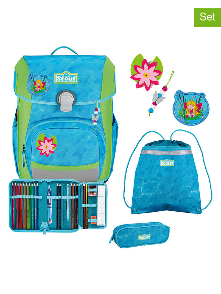 Scout 5tlg. Schulranzen-Set "Neo Set" in Türkis - (B)30 x (H)38 x (T)27 cm - 48% | Buero-schulbedarf