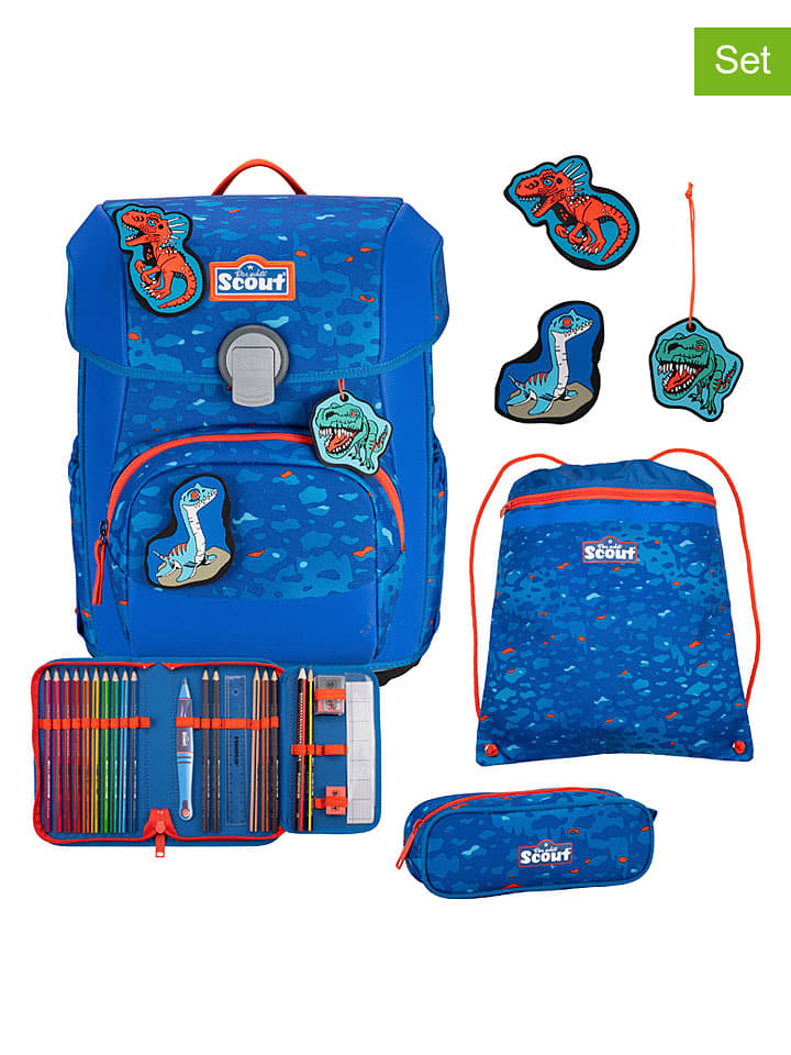 Scout 5tlg. Schulranzen-Set "Neo Set Superflash" in Blau - (B)30 x (H)38 x (T)27 cm - 48% | Buero-schulbedarf