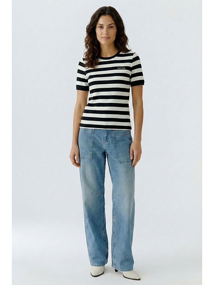 Oui Shirt in Weiß/ Schwarz - 44% | Größe 40 | Damen-tops