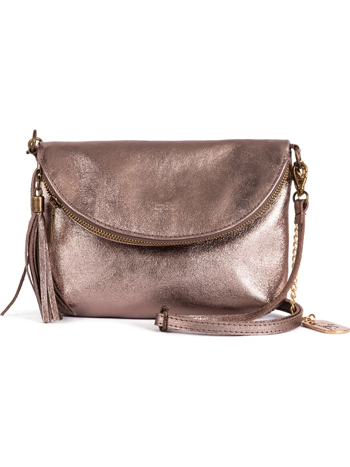 Anna Morellini Leder-Umhängetasche "Beverly" in Roségold - (B)22 x (H)18 x (T)2 cm - 75% | Damen-taschen