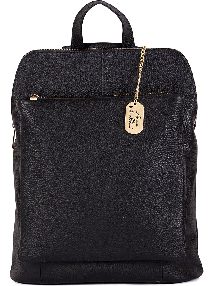 Anna Morellini Leder-Rucksack "Nora" in Schwarz - (B)29 x (H)34 x (T)11 cm - 75% | Damen-taschen