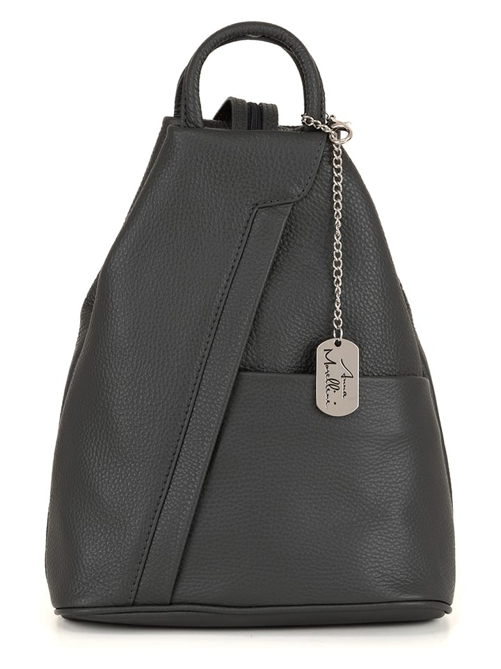 Anna Morellini Leder-Rucksack "Renata" in Anthrazit - (B)24,5 x (H)30 x (T)7 cm - 76% | Damen-taschen