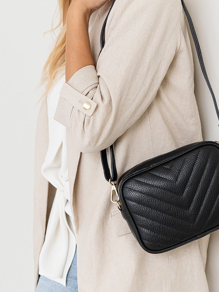 Lia Biassoni Leder-Umhängetasche in Schwarz - (B)22 x (H)16 x (T)7 cm - 77% | Damen-taschen