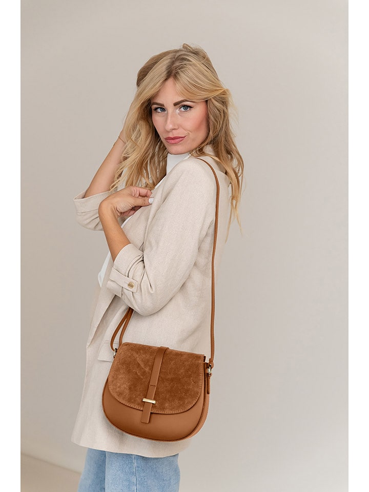Lia Biassoni Leder-Umhängetasche in Hellbraun - (B)23 x (H)20 x (T)6 cm - 76% | Damen-taschen