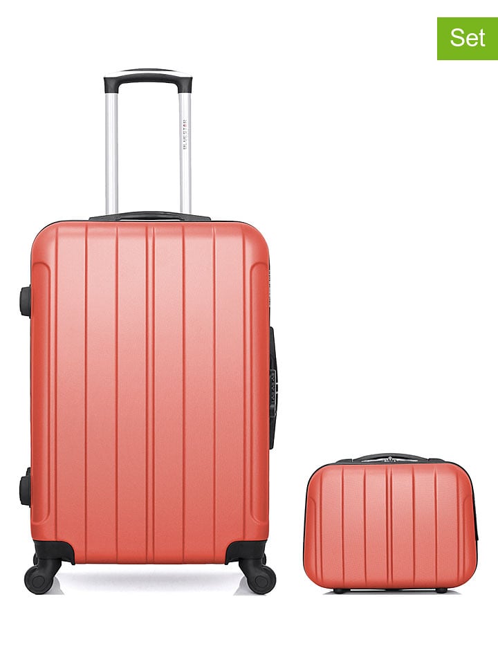 BlueStar 2tlg. Hardcase-Trolleyset "Napoli" in Koralle - 71% | Damen-koffer-reisegepaeck