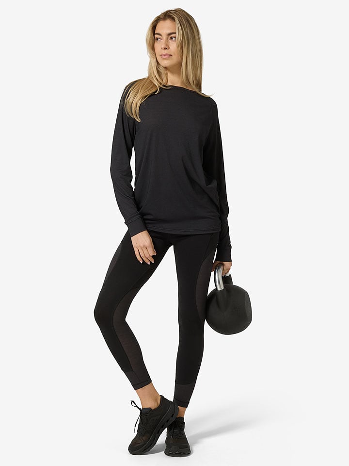 super.natural Trainingslongsleeve "Leisure Air" in Schwarz - 53% | Größe M | Damen-outdoor-tops-shirts