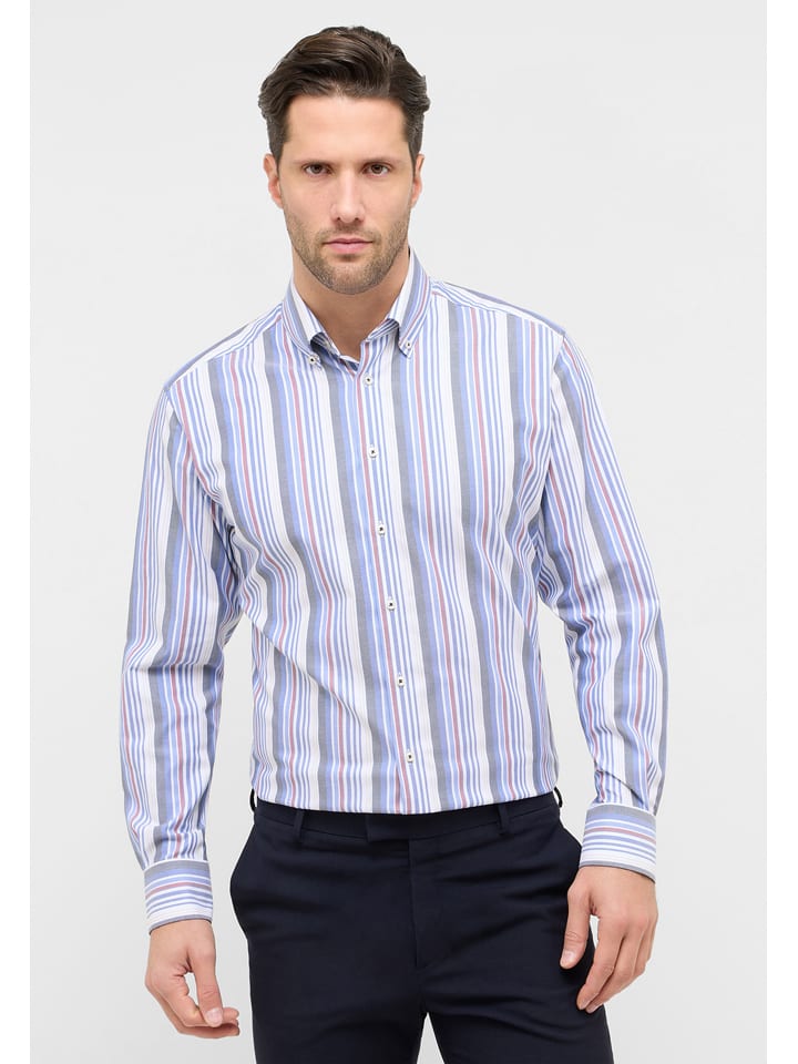 Eterna Hemd - Modern fit - in Blau/ Grau/ Weiß - 57% | Größe 42 | Herren-plussize