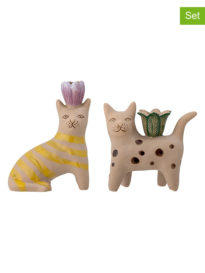 Bloomingville 2er-Set: Kerzenhalter ''Mamie'' in Beige/ Braun - 48% | Kerzen-vasen