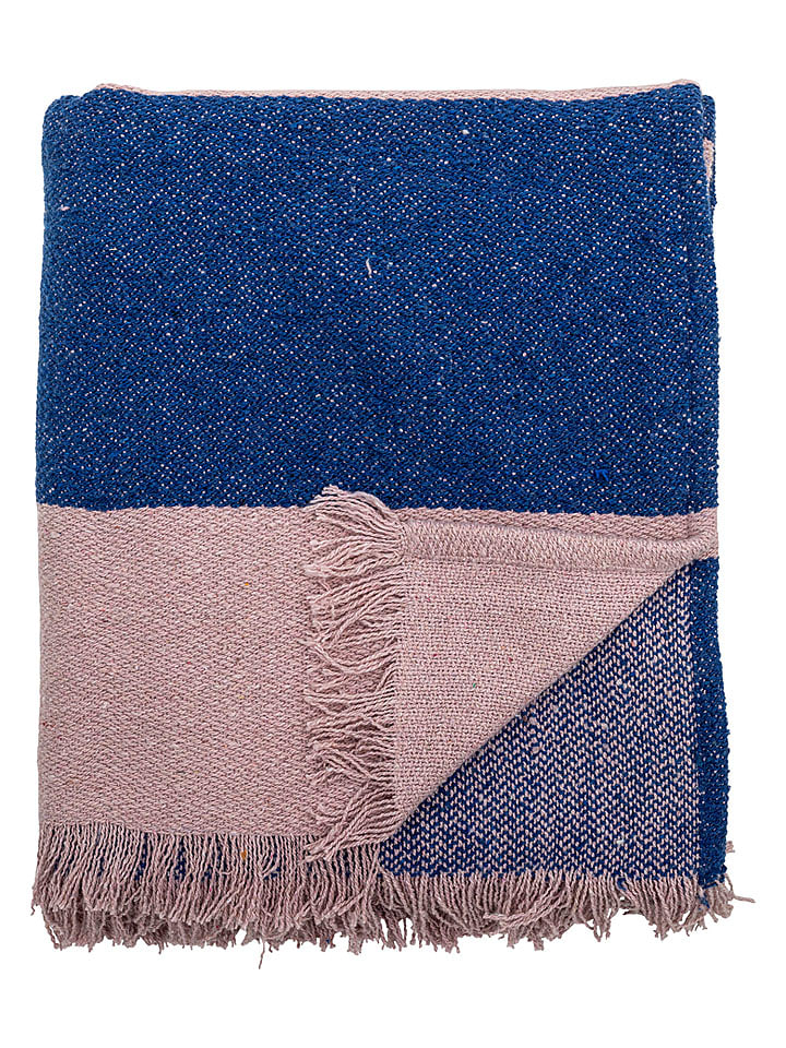 Bloomingville Wohndecke ''Cadeo'' in Blau/ Rosa - (L)160 x (B)130 cm - 40% | Decken