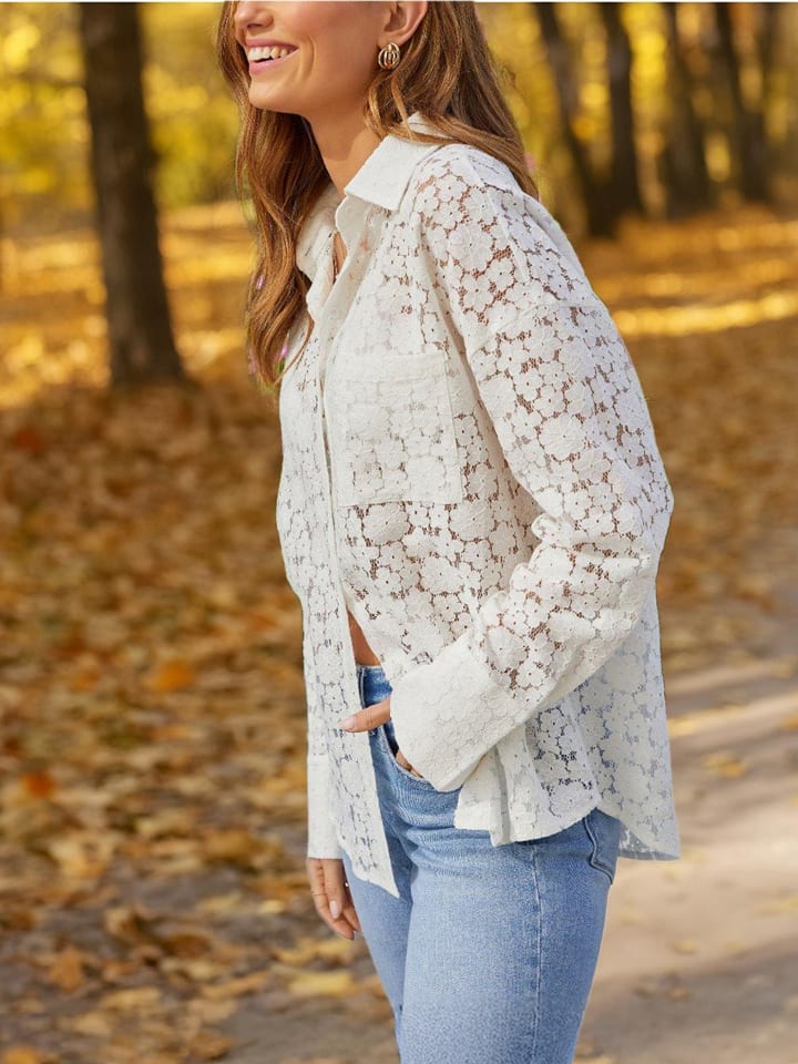 LA Angels Bluse in Creme - 68% | Größe L | Damen-blusen