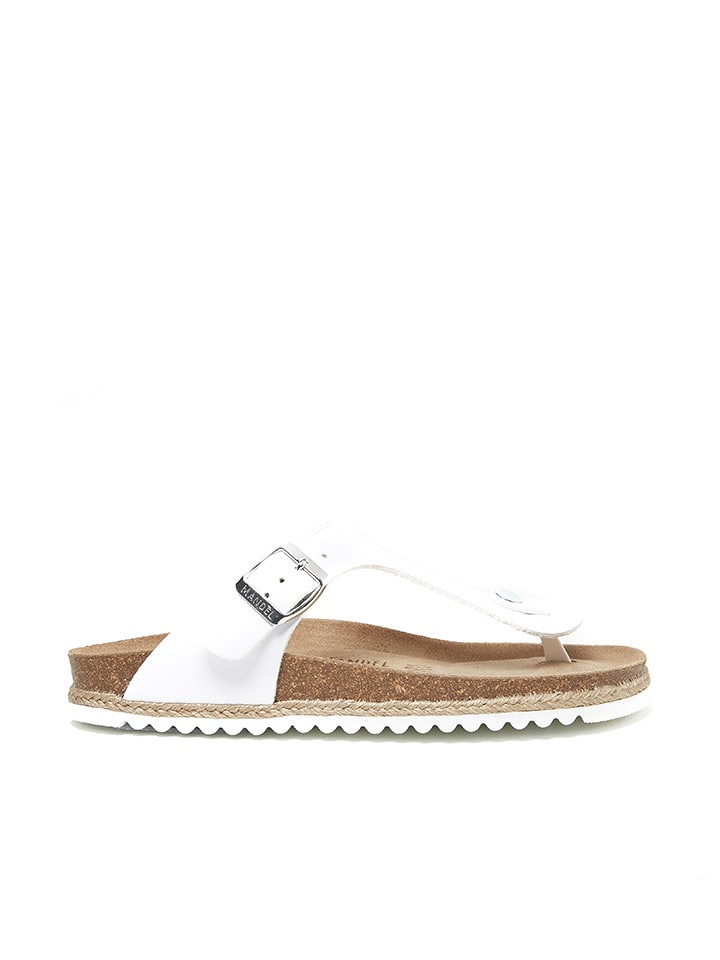 Mandel Leder-Zehentrenner "Blanca" in Weiß - 60% | Größe 36 | Damen-sandalen