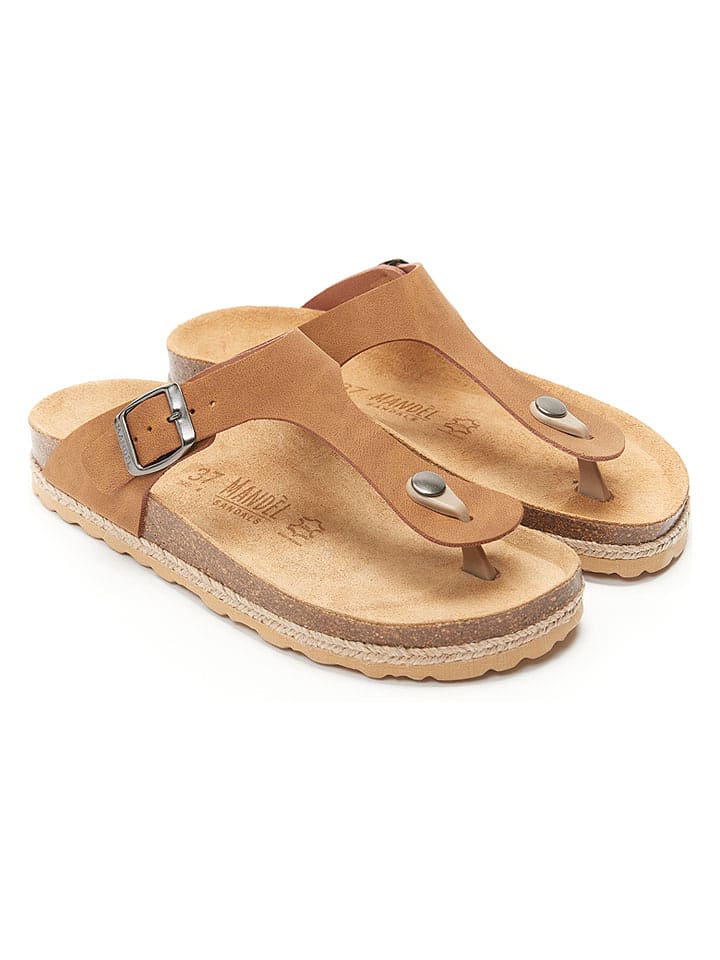 Mandel Zehentrenner "Blanca" in Hellbraun - 51% | Größe 38 | Damen-sandalen