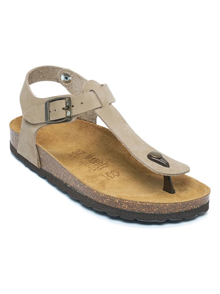 Mandel Leder-Zehensandalen in Beige - 62% | Größe 38 | Damen-sandalen