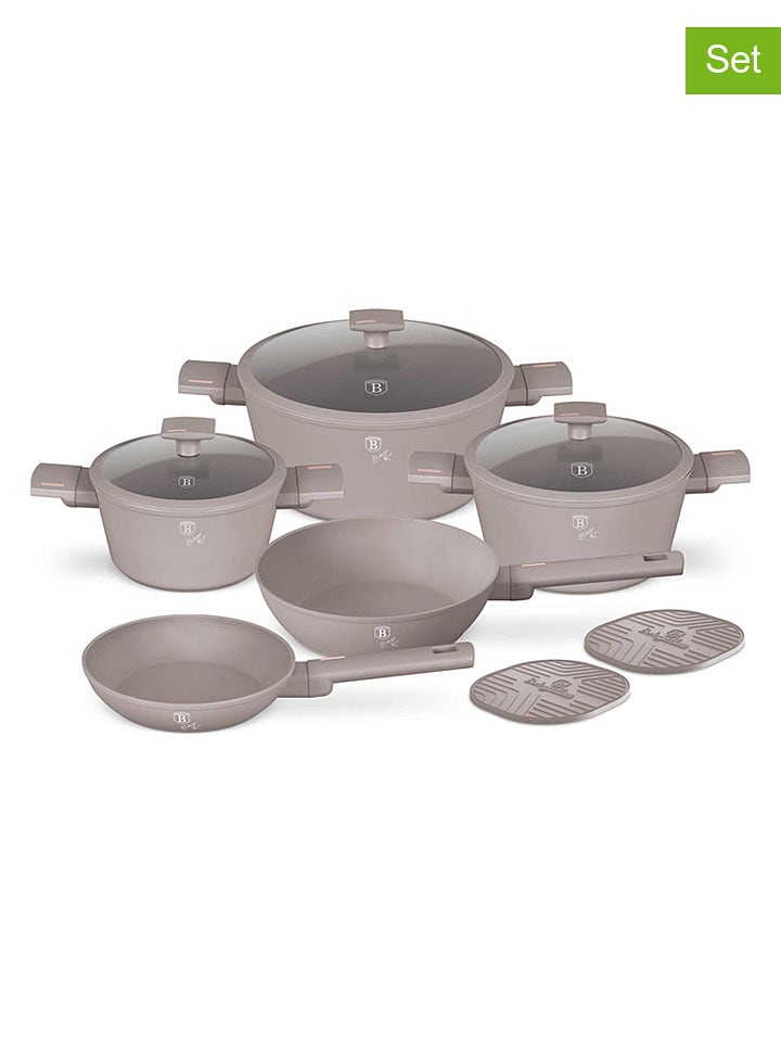 Berlinger Haus 10tlg. Kochgeschirr-Set "Taupe Collection" in Taupe - 63% | Kochgeschirr