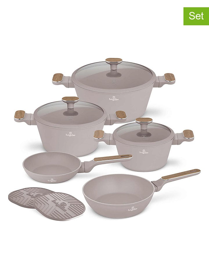 Berlinger Haus 10tlg. Kochgeschirr-Set "Taupe Nordic Collection" in Taupe - 66% | Kochgeschirr