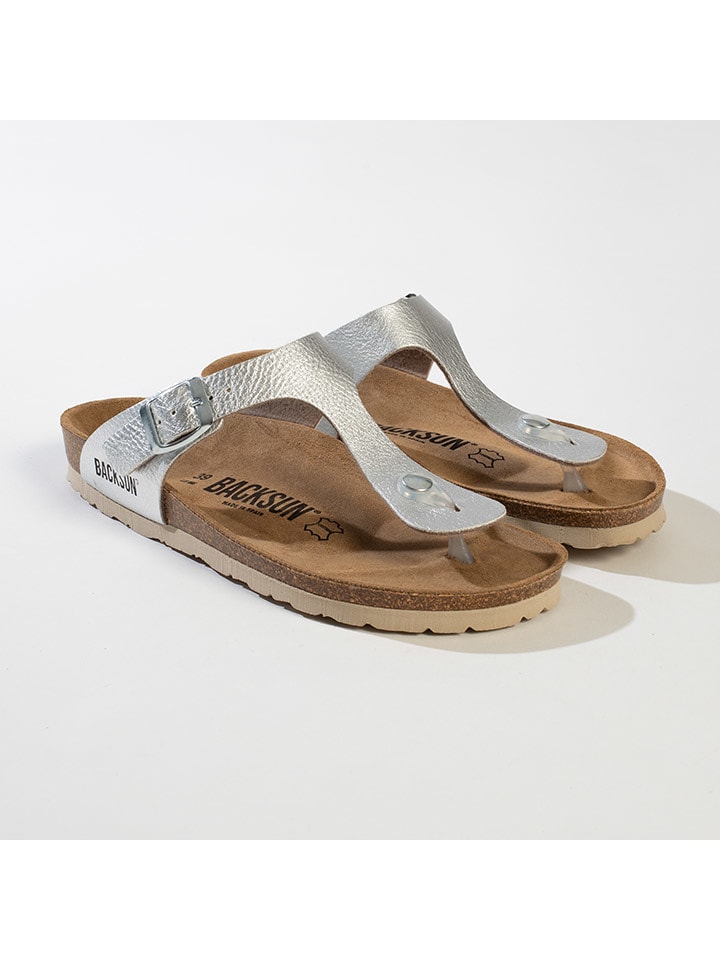 BACKSUN Zehentrenner "Singapore" in Silber - 63% | Größe 39 | Damen-sandalen